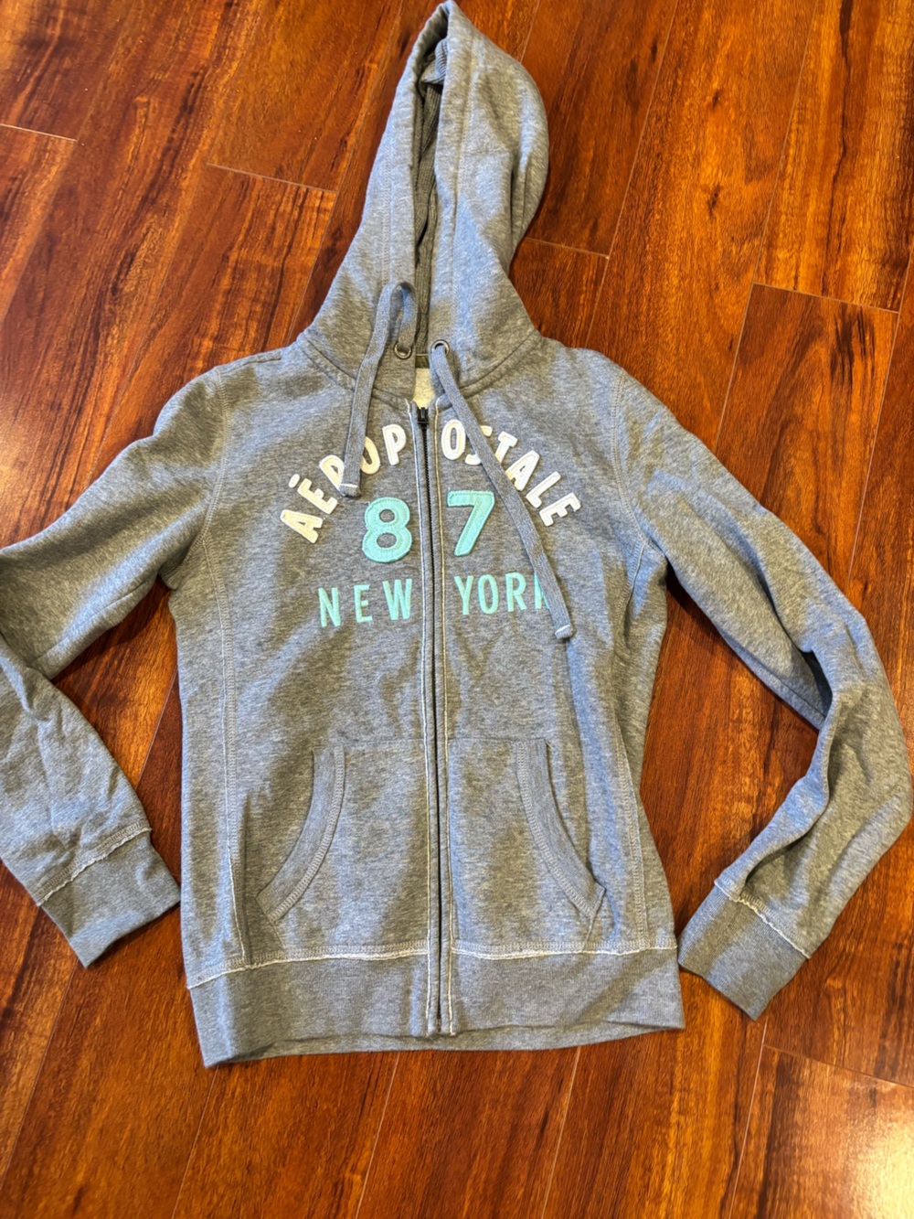 Aeropostale Gray Hoodie with Teal Lettering